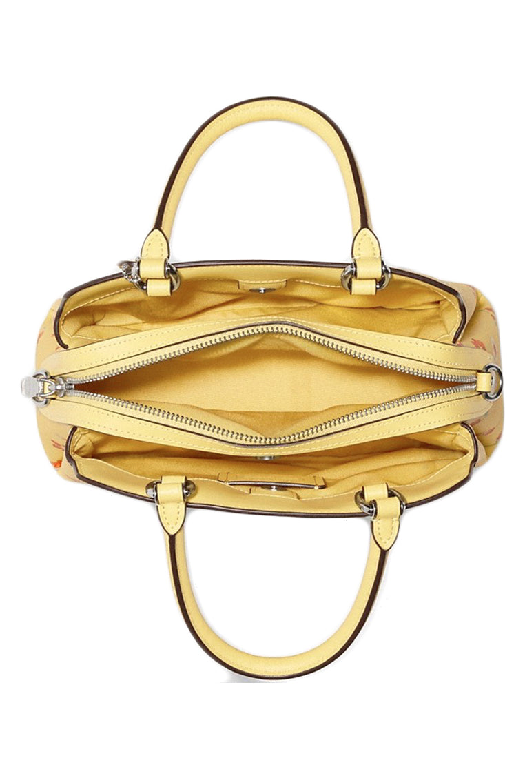 Coach Mini Lillie Carryall With Mystical Floral Print - Yellow Multi