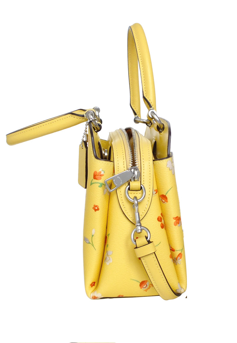 Coach Mini Lillie Carryall With Mystical Floral Print - Yellow Multi