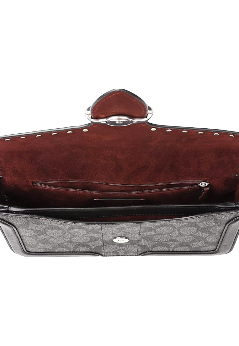 Coach Georgie Shoulder Bag In Colorblock Signature Canvas With Rivets - Black