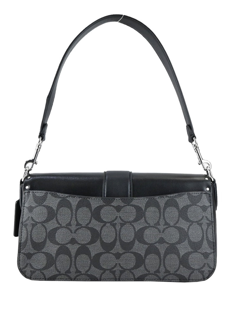 Coach Georgie Shoulder Bag In Colorblock Signature Canvas With Rivets - Black