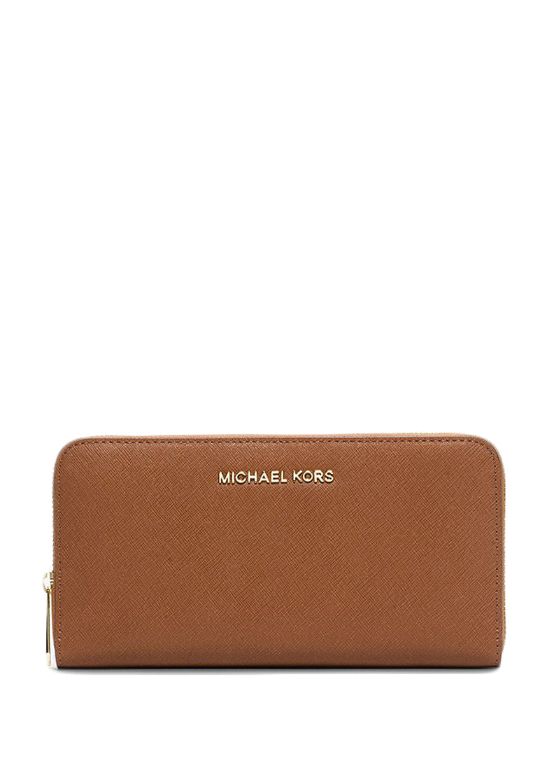 Michael Kors Jet Set Travel Saffiano Leather Continental Wallet (Brown)