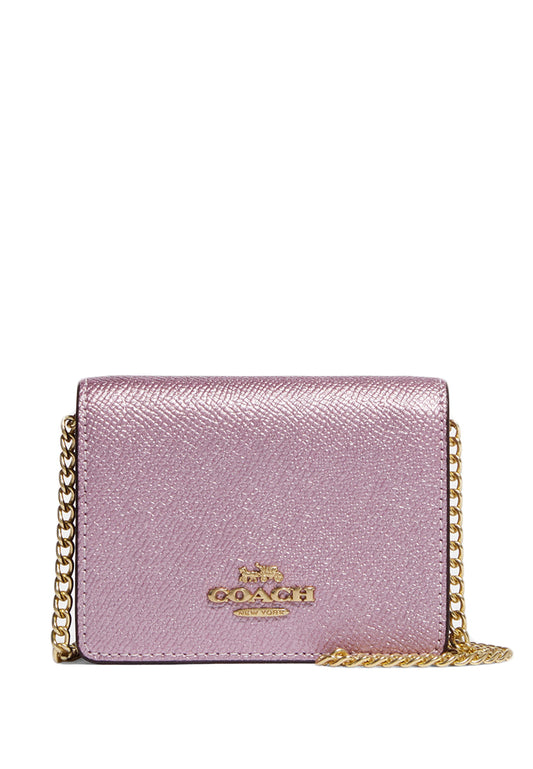 Coach Mini Wallet On A Chain - Metallic Pink