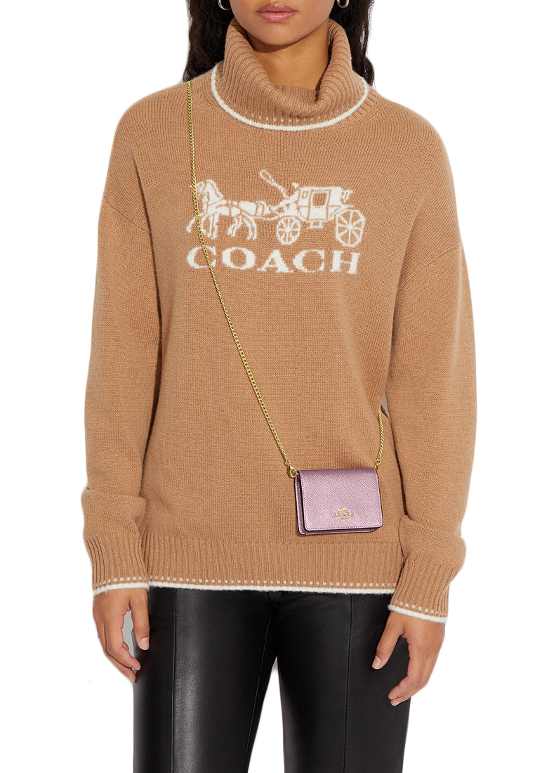 Coach Mini Wallet On A Chain - Metallic Pink