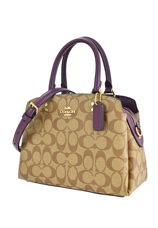 Coach Mini Lillie Carryall In Signature Canvas - Brown/Boysenberry
