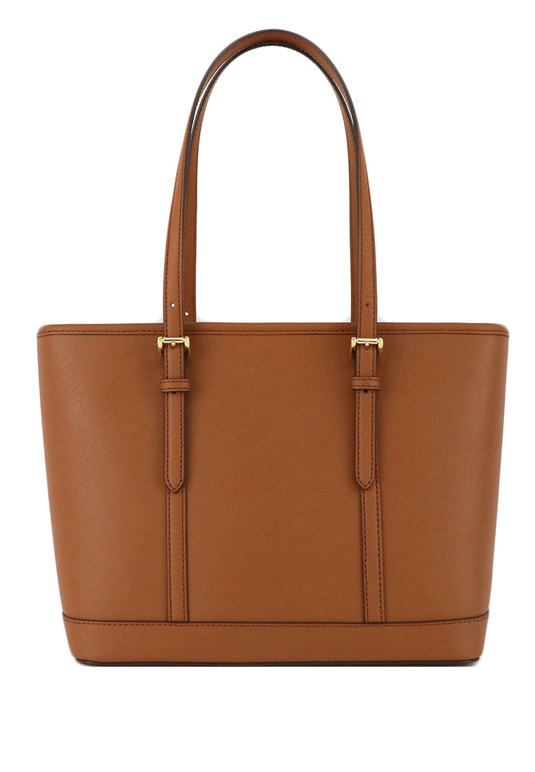 Michael Kors Jet Set Travel Saffiano Leather Top-Zip Tote Bag - Brown