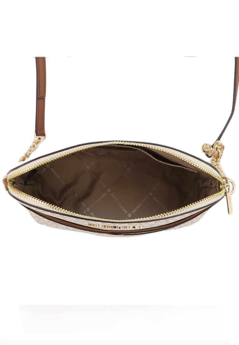 Michael Kors Jet Set Travel Medium Dome Crossbody Bag In Signature - Vanilla/Brown