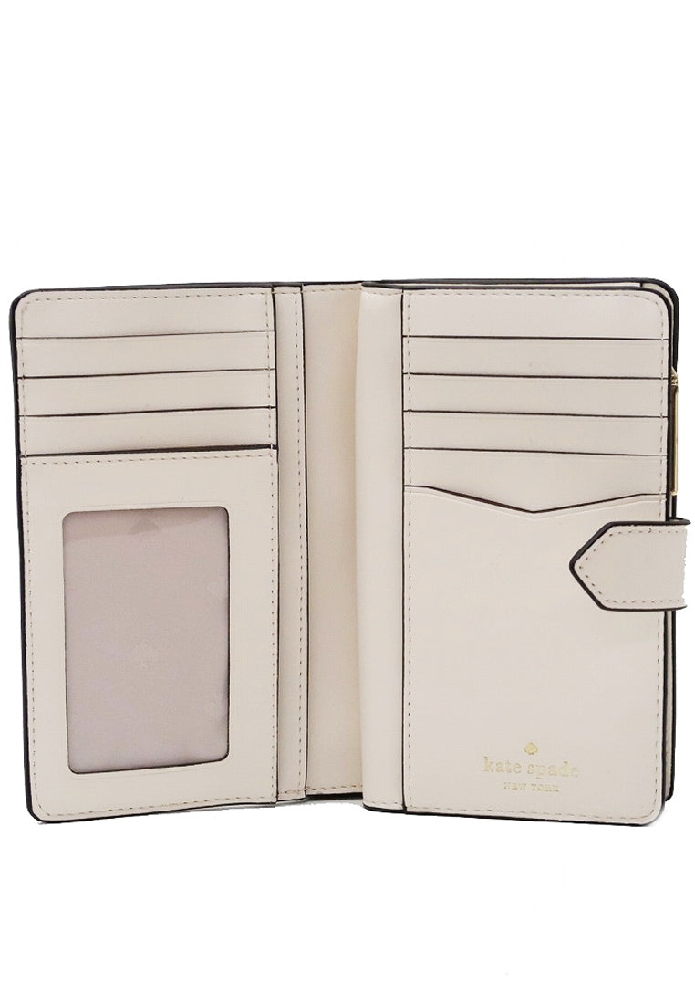 Kate Spade Staci Lily Blooms Boxed Medium Compact Bifold Wallet- Cream/Multi