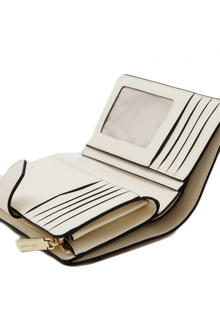 Kate Spade Staci Lily Blooms Boxed Medium Compact Bifold Wallet- Cream/Multi