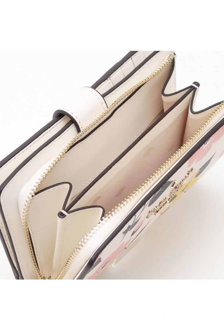 Kate Spade Staci Lily Blooms Boxed Medium Compact Bifold Wallet- Cream/Multi