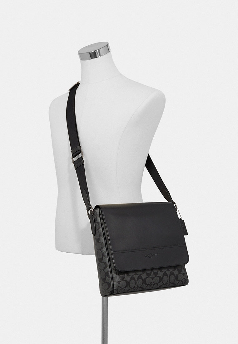 Coach Houston Map Bag In Signature Canvas - Black