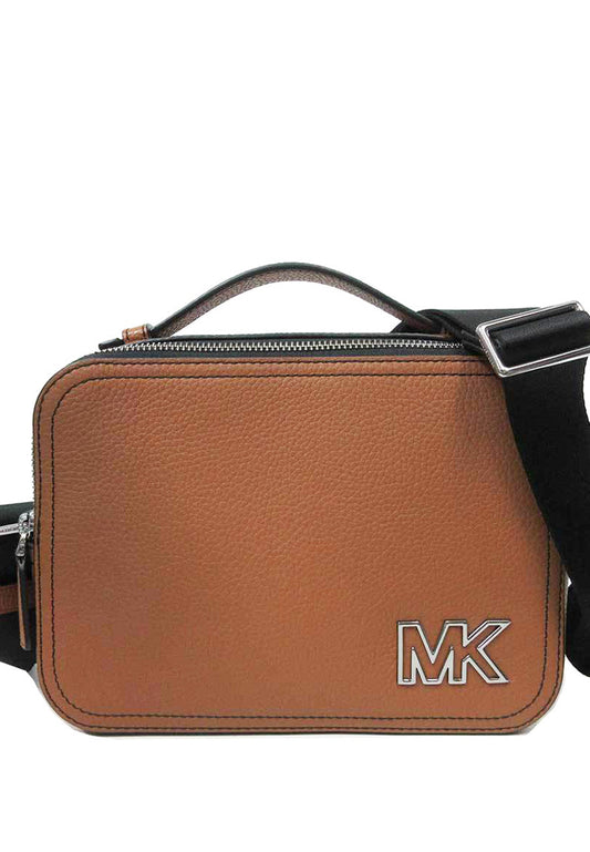 Michael Kors Mens Cooper Pebbled Leather Crossbody Bag - Brown