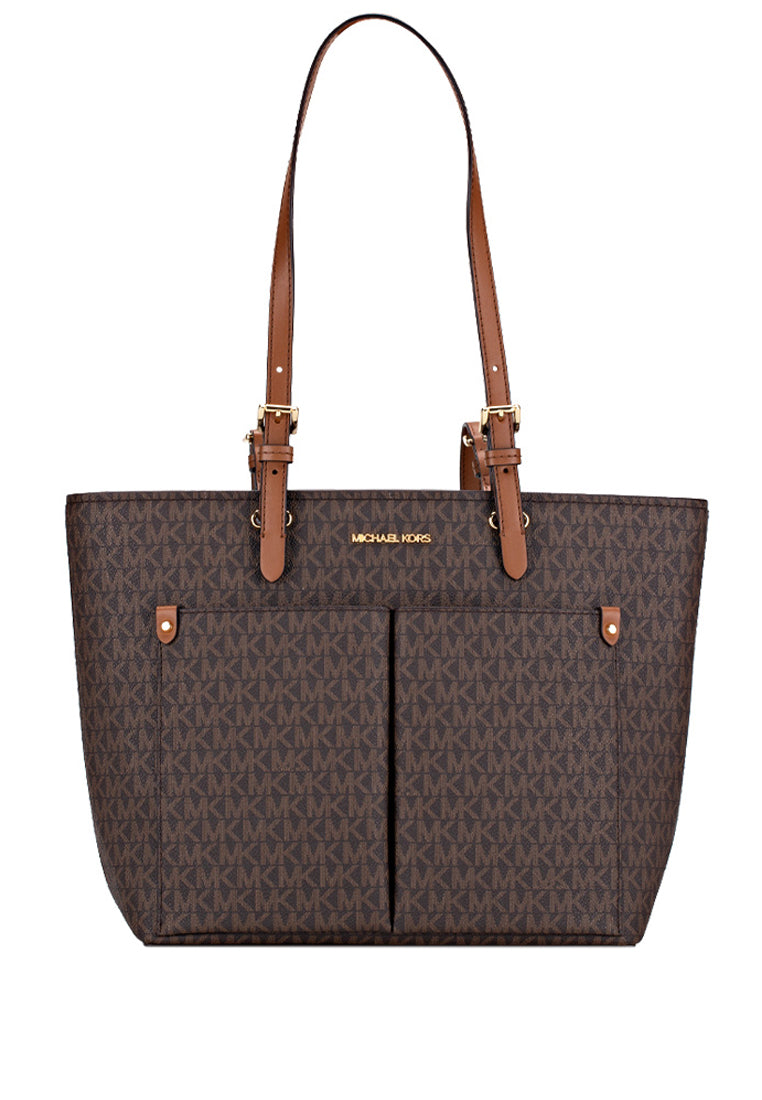 Michael Kors Jet Set Medium Logo Pocket Tote Bag - Brown/Brown