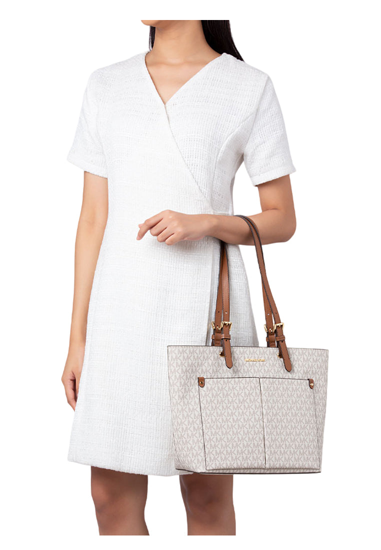 Michael Kors Jet Set Medium Logo Pocket Tote Bag - Vanilla