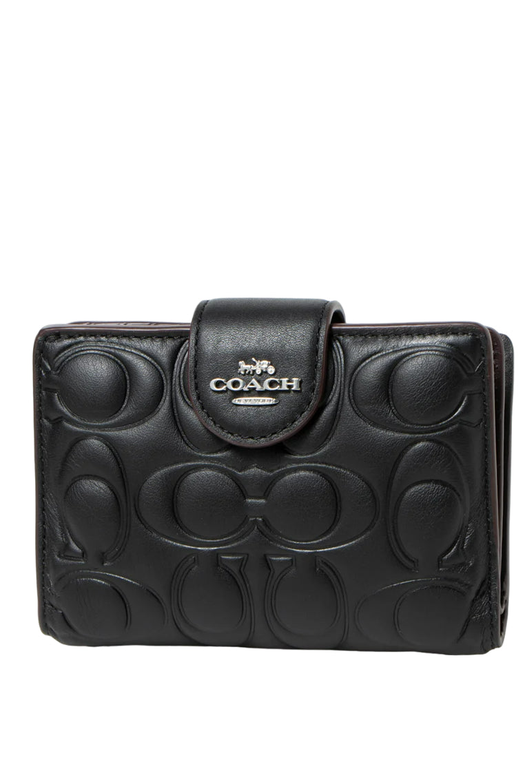 Coach Medium Corner Zip Wallet With Signature - Black