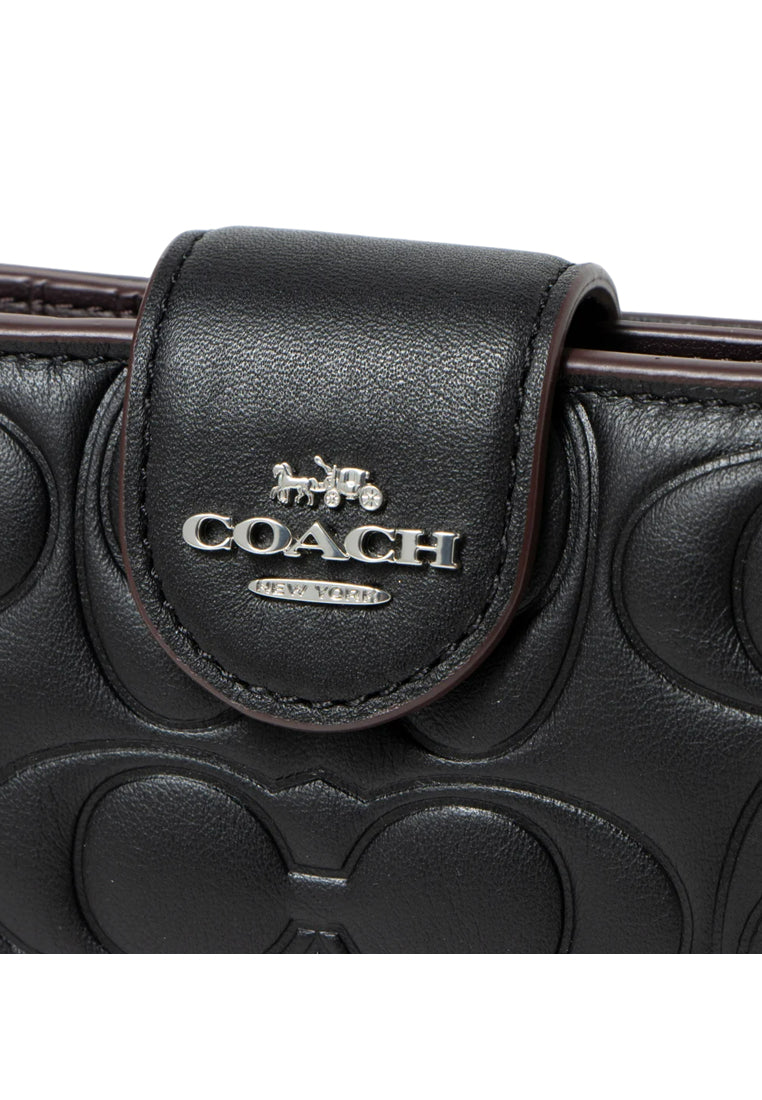 Coach Medium Corner Zip Wallet With Signature - Black