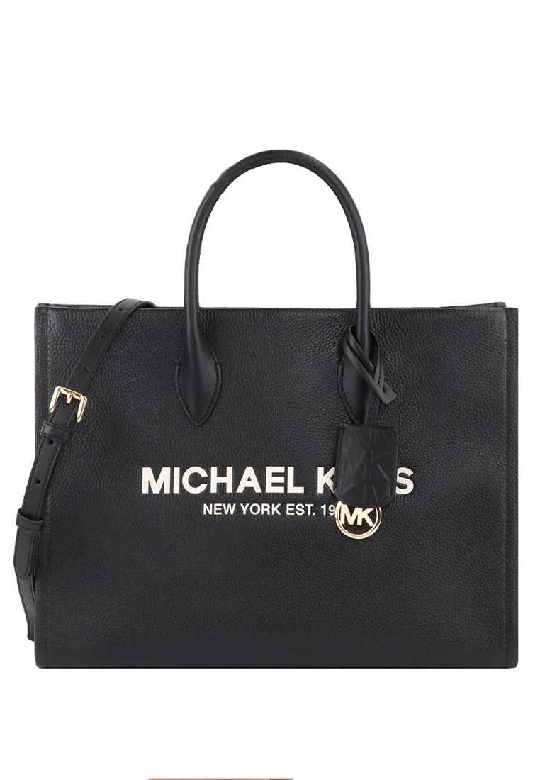 Michael Kors Mirella Medium Pebbled Leather Tote Bag - Black