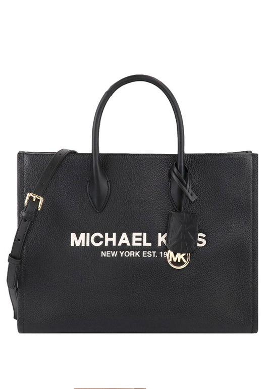 Michael Kors Mirella Medium Pebbled Leather Tote Bag - Black