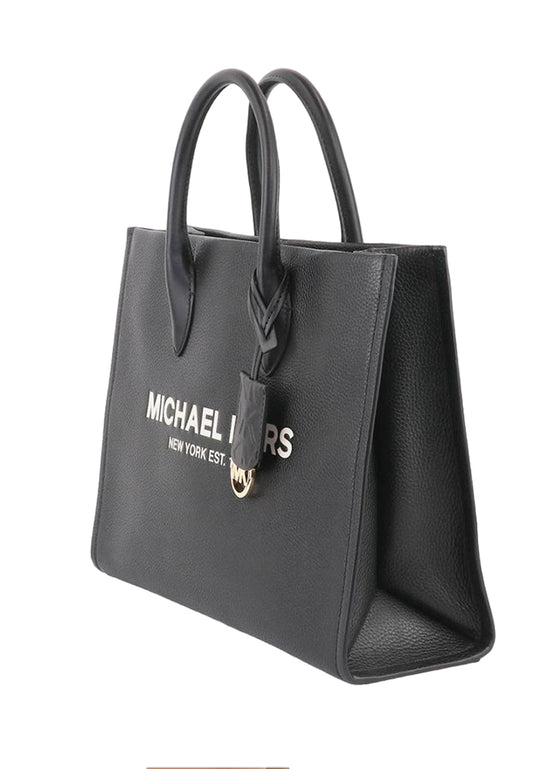Michael Kors Mirella Medium Pebbled Leather Tote Bag - Black