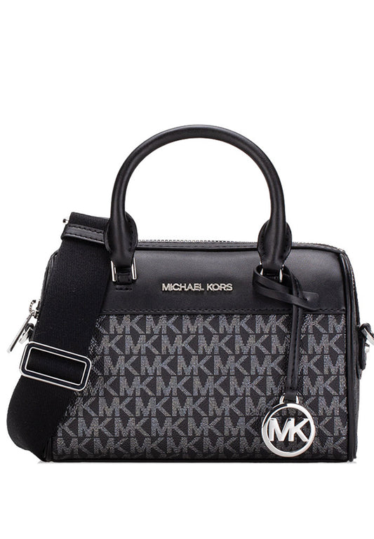 Michael Kors Travel Extra-Small Pebbled Leather Signature Duffle Crossbody Bag - Black