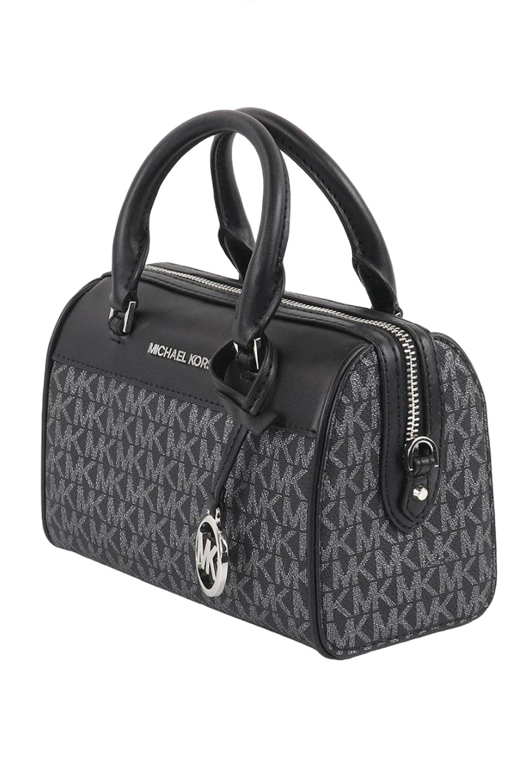 Michael Kors Travel Extra-Small Pebbled Leather Signature Duffle Crossbody Bag - Black
