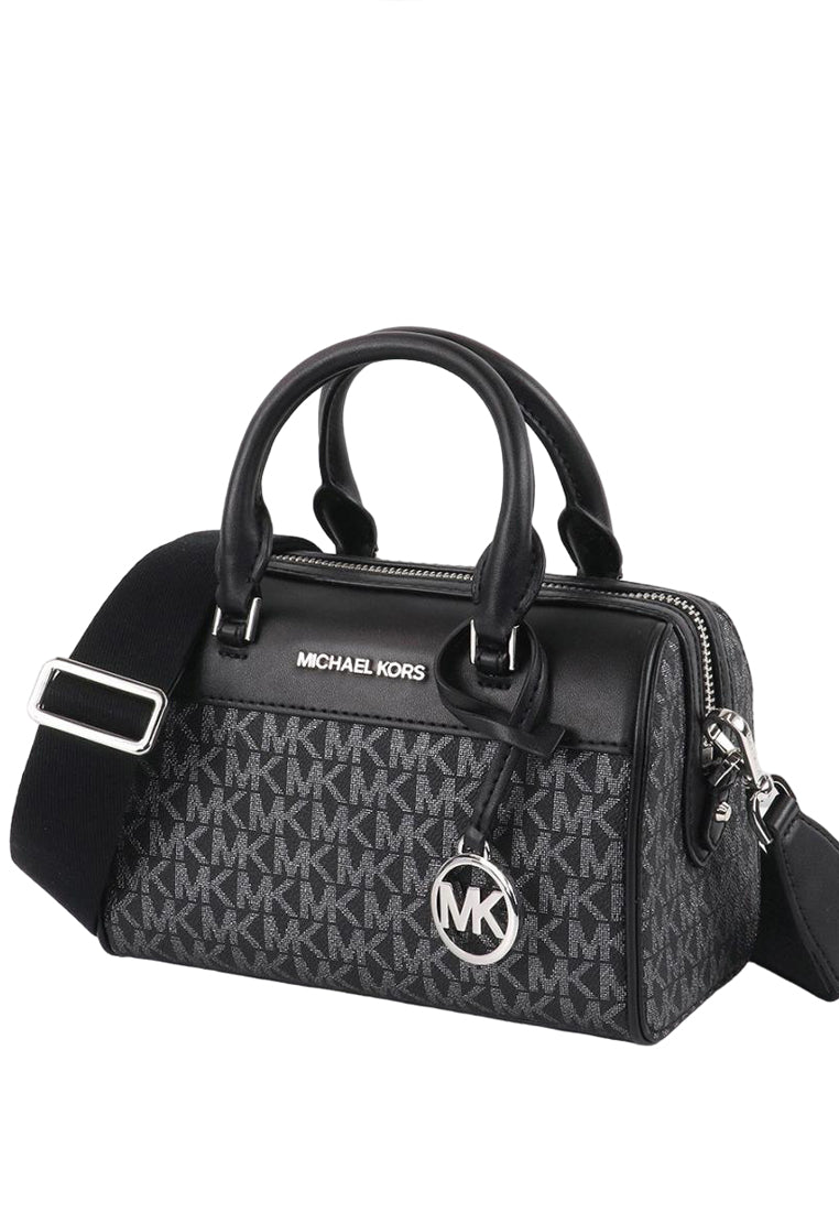 Michael Kors Travel Extra-Small Pebbled Leather Signature Duffle Crossbody Bag - Black