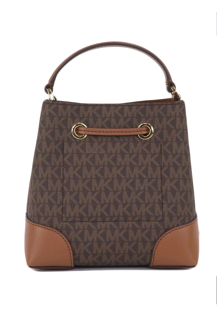 Michael Kors Mercer Small Logo Signature Bucket Bag - Brown
