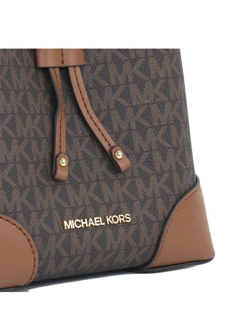Michael Kors Mercer Small Logo Signature Bucket Bag - Brown
