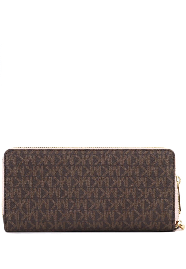 Michael Kors Jet Set Large Travel Continental Wallet Signature - Brown/Powder Blush