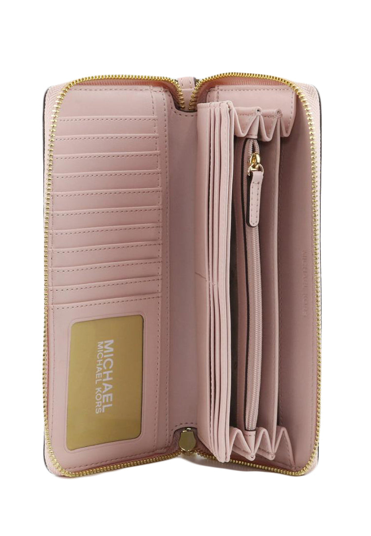 Michael Kors Jet Set Large Travel Continental Wallet Signature - Brown/Powder Blush