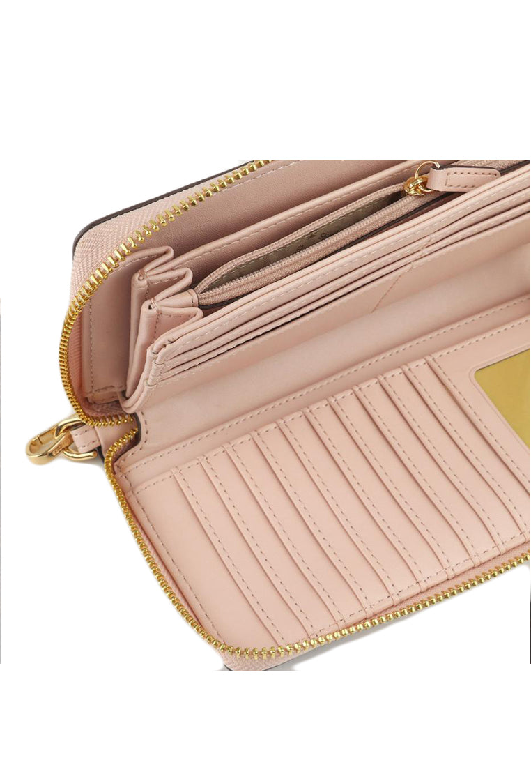 Michael Kors Jet Set Large Travel Continental Wallet Signature - Brown/Powder Blush