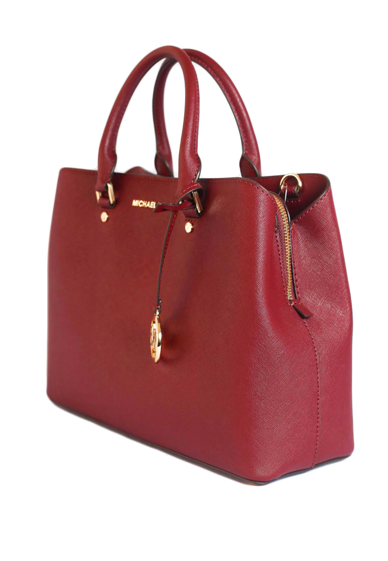 Michael Kors Savannah Saffiano Leather Large Satchel - Scarlet