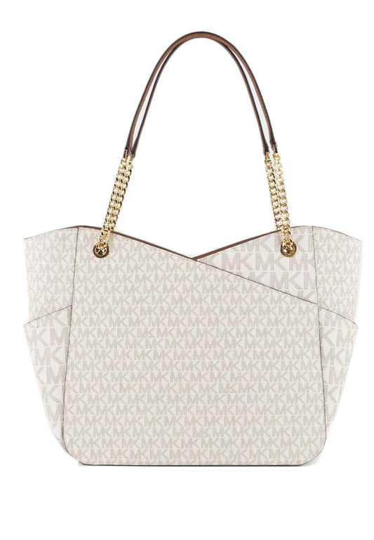 Michael Kors Jet Set Large Logo Shoulder Bag - Vanilla