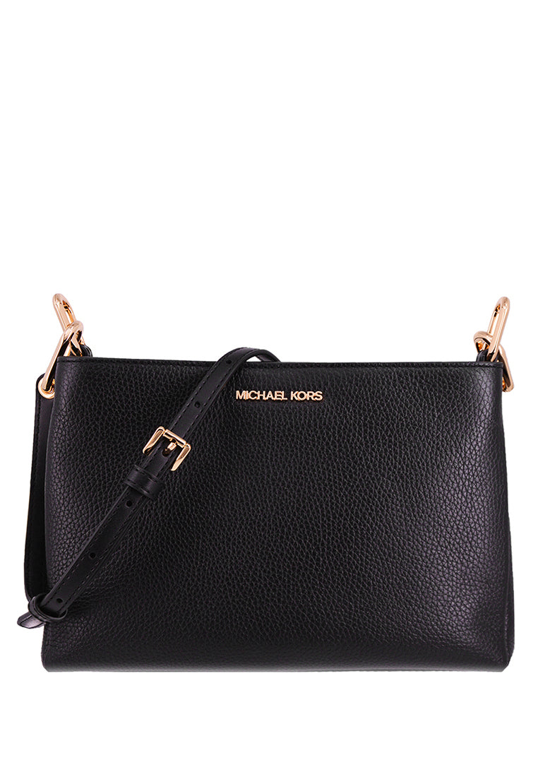 Michael Kors Trisha Medium Pebbled Leather Crossbody Bag - Black