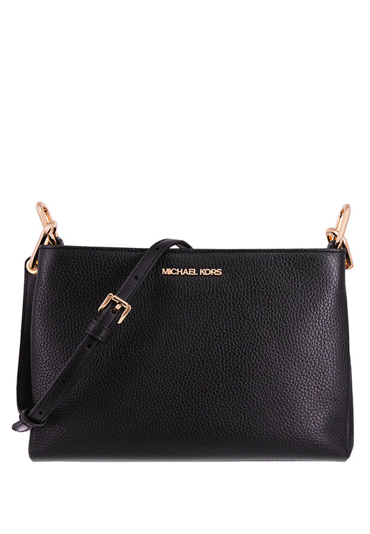Michael Kors Trisha Medium Pebbled Leather Crossbody Bag - Black