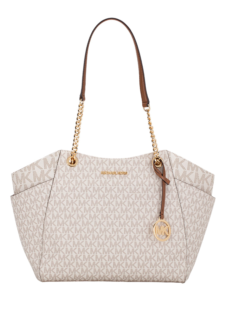 Michael Kors Jet Set Travel Large Chain Shoulder Bag In Signature - Vanilla
