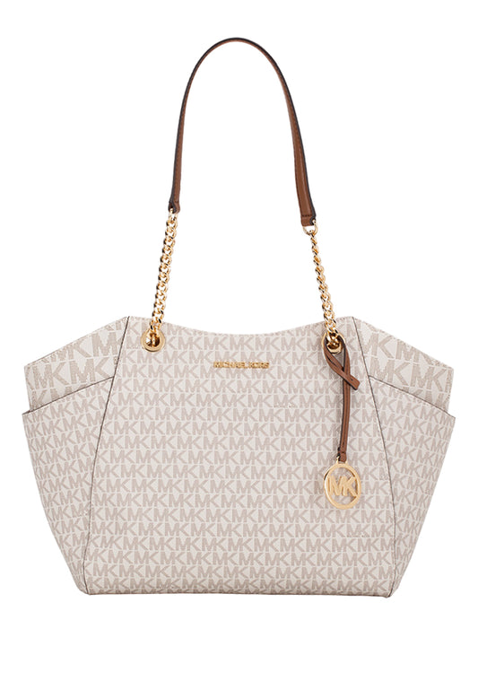 Michael Kors Jet Set Travel Large Chain Shoulder Bag In Signature - Vanilla