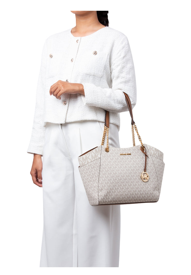 Michael Kors Jet Set Travel Large Chain Shoulder Bag In Signature - Vanilla