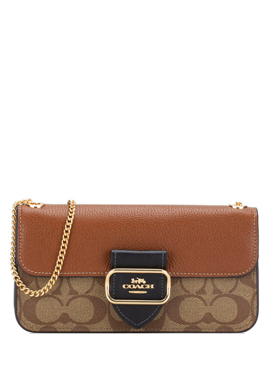 Coach Morgan Crossbody In Colorblock Signature Canvas - Brown