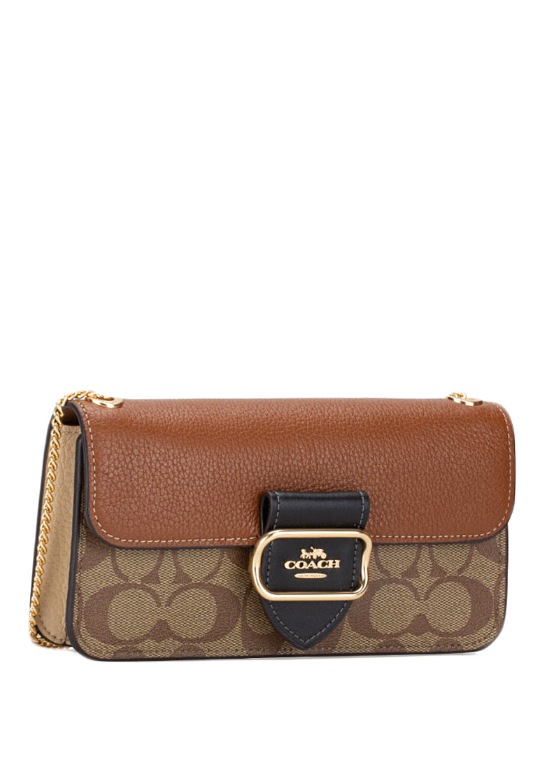 Coach Morgan Crossbody In Colorblock Signature Canvas - Brown