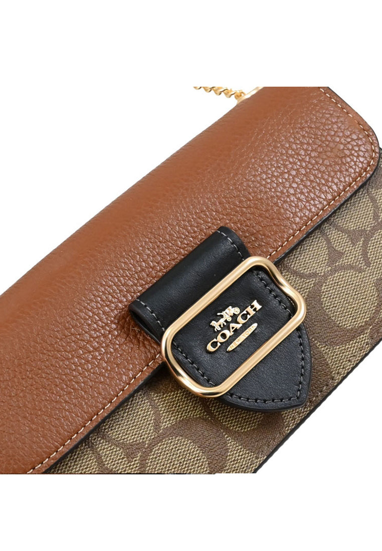 Coach Morgan Crossbody In Colorblock Signature Canvas - Brown