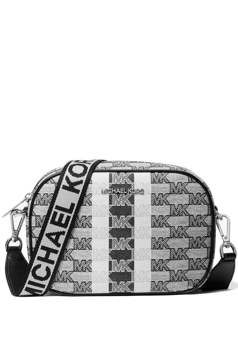 Michael Kors Jet Set Travel Medium Logo Stripe Crossbody Bag - Black
