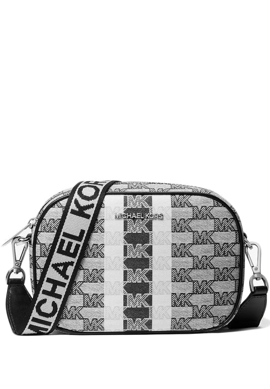 Michael Kors Jet Set Travel Medium Logo Stripe Crossbody Bag - Black