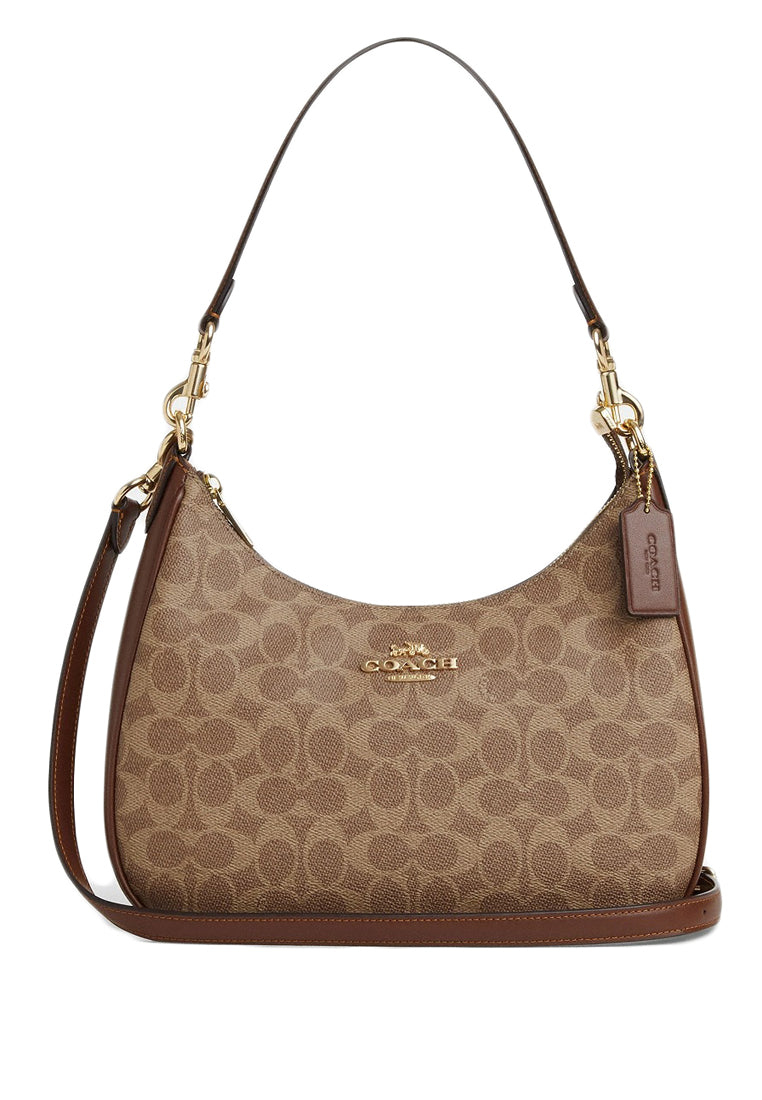 Coach Teri Hobo Bag In Signature Canvas - Tan Brown