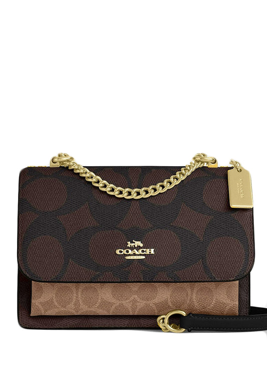 Coach Klare Crossbody Bag In Blocked Signature Canvas - Walnut Brown