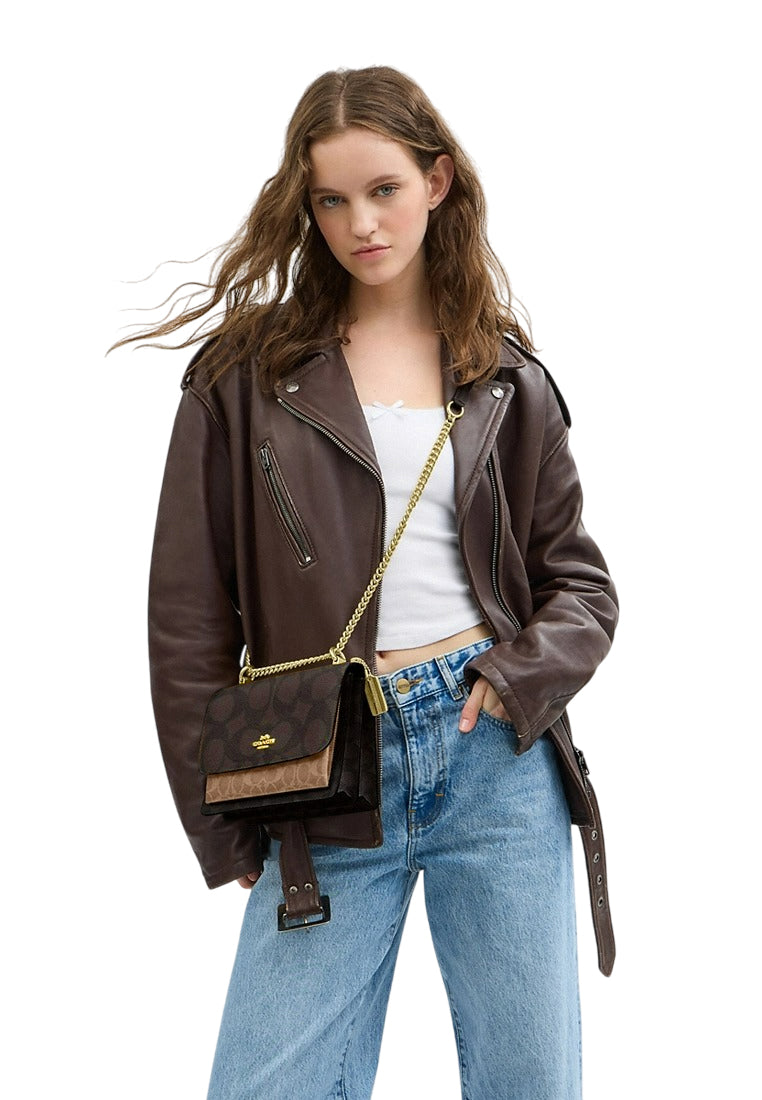 Coach Klare Crossbody Bag In Blocked Signature Canvas - Walnut Brown