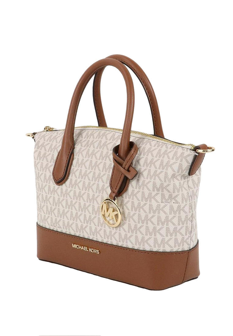 Michael Kors Hyde Small Logo Satchel - Vanilla/Brown