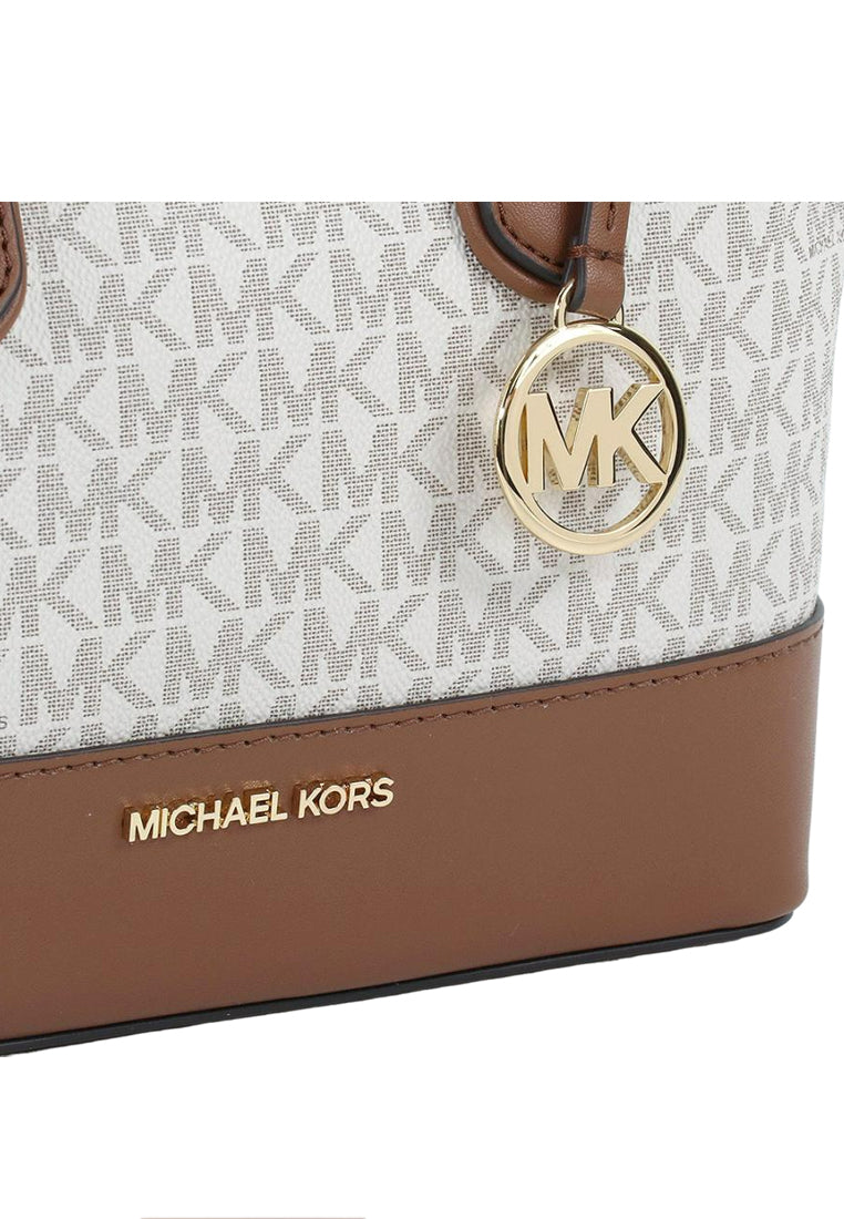 Michael Kors Hyde Small Logo Satchel - Vanilla/Brown