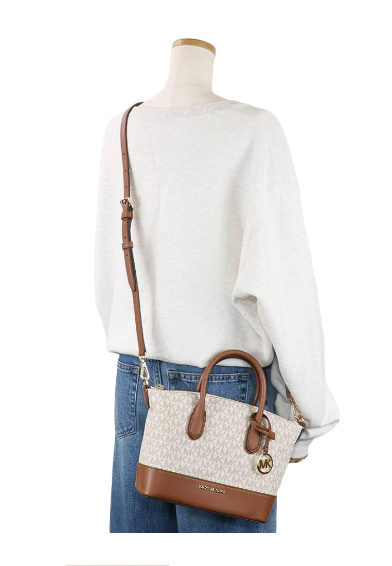 Michael Kors Hyde Small Logo Satchel - Vanilla/Brown