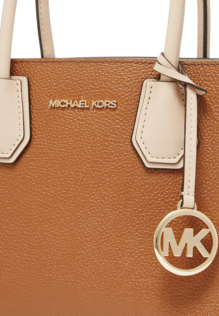 Michael Kors Mercer Medium Two-Tone Pebbled Leather Crossbody Bag - Brown/Multi