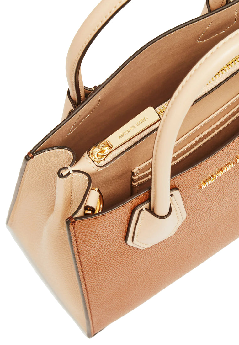 Michael Kors Mercer Medium Two-Tone Pebbled Leather Crossbody Bag - Brown/Multi